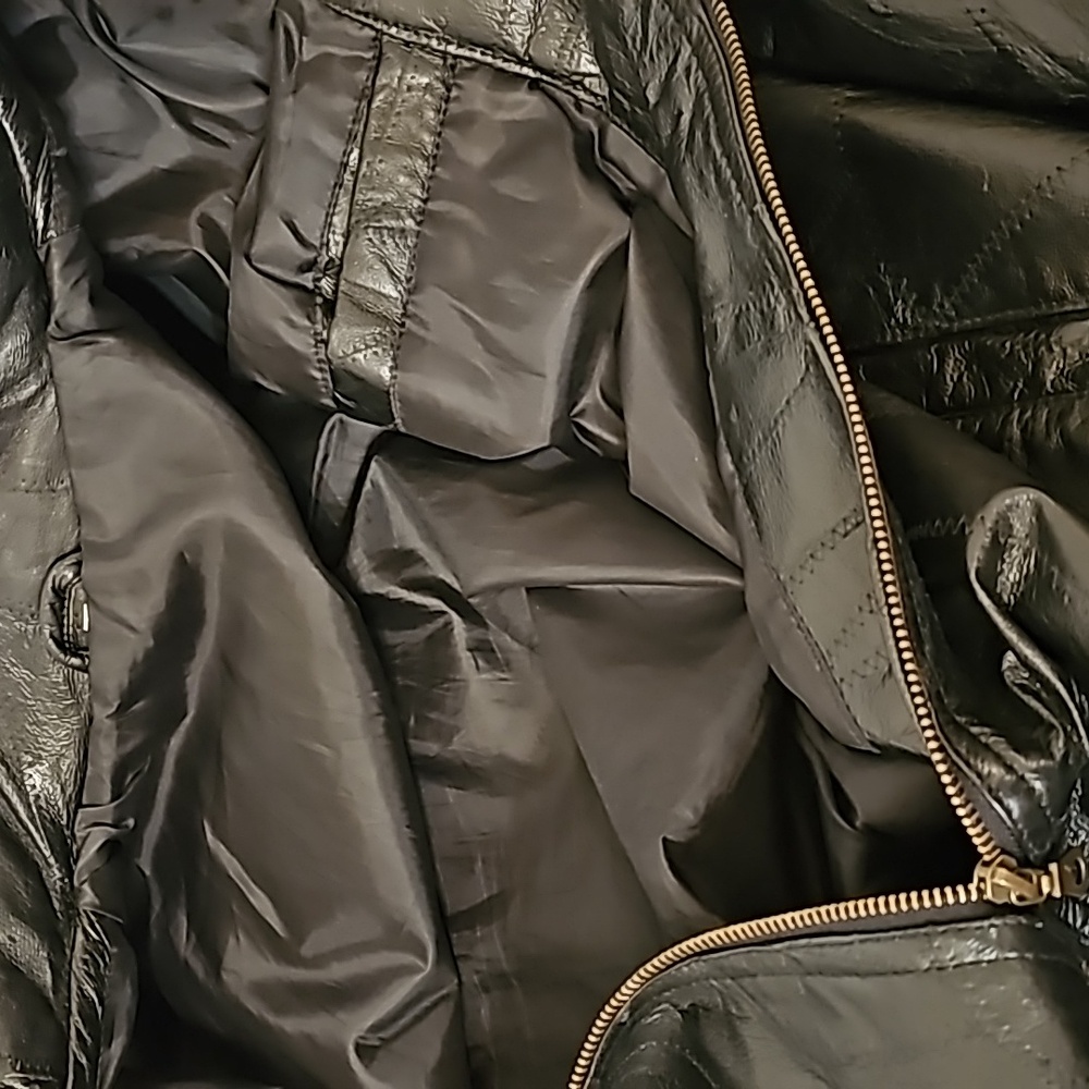 80's Patchwork Black Leather Jacket - image 7